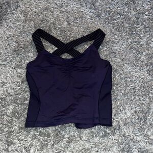lululemon purple cropped open back tank size 6